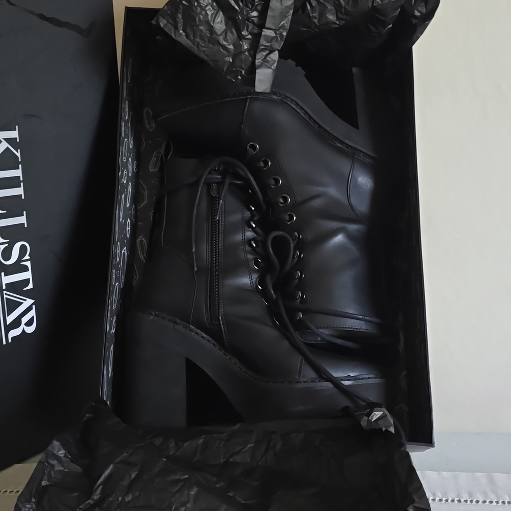 Killstar Salem City Lace Up Side Zip Boots Size US 6 Like New - Picture 10 of 12